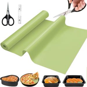 Silicone Baking Mat Roll, 12 IN x 6 FT, Non-Stick, Reusable, Heat-Resistant Baking Sheet for Oven, Air Fryer, Pastry, Dough, Bread, Non-Slip Kitchen Counter Mat (Green)