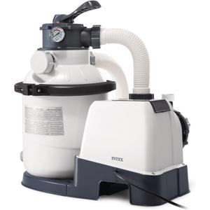 INTEX 1,500 GPH Krystal Clear Sand Filter Pump for Above Ground Pools, Swimming Pool Pump with Automatic Timer - Improved Circulation, Filtration, & Clarity
