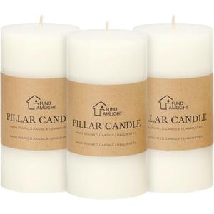 3x6 Inch White Pillar Candles Set of 3 - Decorative Unscented Pillar Candle, Long Burning Dripless Candle for Table Decor, Smokeless Large Pillar Candles for Wedding Table Decor