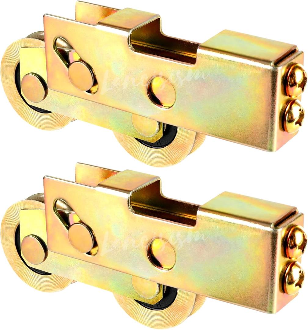 2Pcs Sliding Door Tandem Roller, Heavy-Duty 1-1/4 Inch Sliding Door Tandem Roller Assembly Sliding Glass Door Rollers Replacement, 120kg/265lbs Load Capacity for Sliding Glass Door Screen