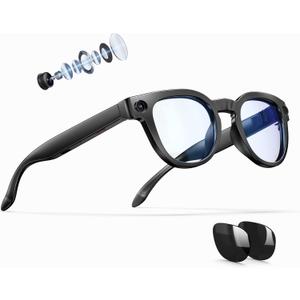 AI Smart Glasses with 8MP Camera ,Photo Capture,4K Video ,Real Time Translation, Recording,GPT Identify Objects, Open-Ear Audio,Photochromic Lenses Bluetooth Wearable tech Glasses for Travel Vlog Work