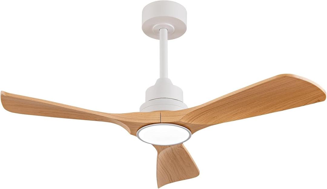 42 Inch Ceiling Fans with Lights and Remote, Dimmable LED Light, Quiet DC Motor, Modern Ceiling Fan with Light for Outdoor Indoor Bedroom Living Room Patios Farmhouse(Not Solid Wood)