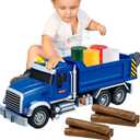 Friction Powered Dump Truck Toy for Kids with Lights & Sounds, Large Construction Vehicle for Boys Girls Ages 3 4 5 6 Years Old