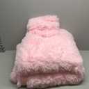 Fluffy Pink Comforter Cover Queen Set, Soft Furry Shaggy Pink Bedding Queen Set 3 Pieces (1 Fuzzy Duvet Cover + 2 Faux Fur Pillow Cases) Fluffy Bed Set, Zipper Closure