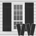 【4 pcs】Thickened Wall Vinyl Shutters, 14 1/2" x 55", Black Exterior Window Shutters, 5-Minute Installation, 10+ Years Lifespan, Vertical Embossed Lines