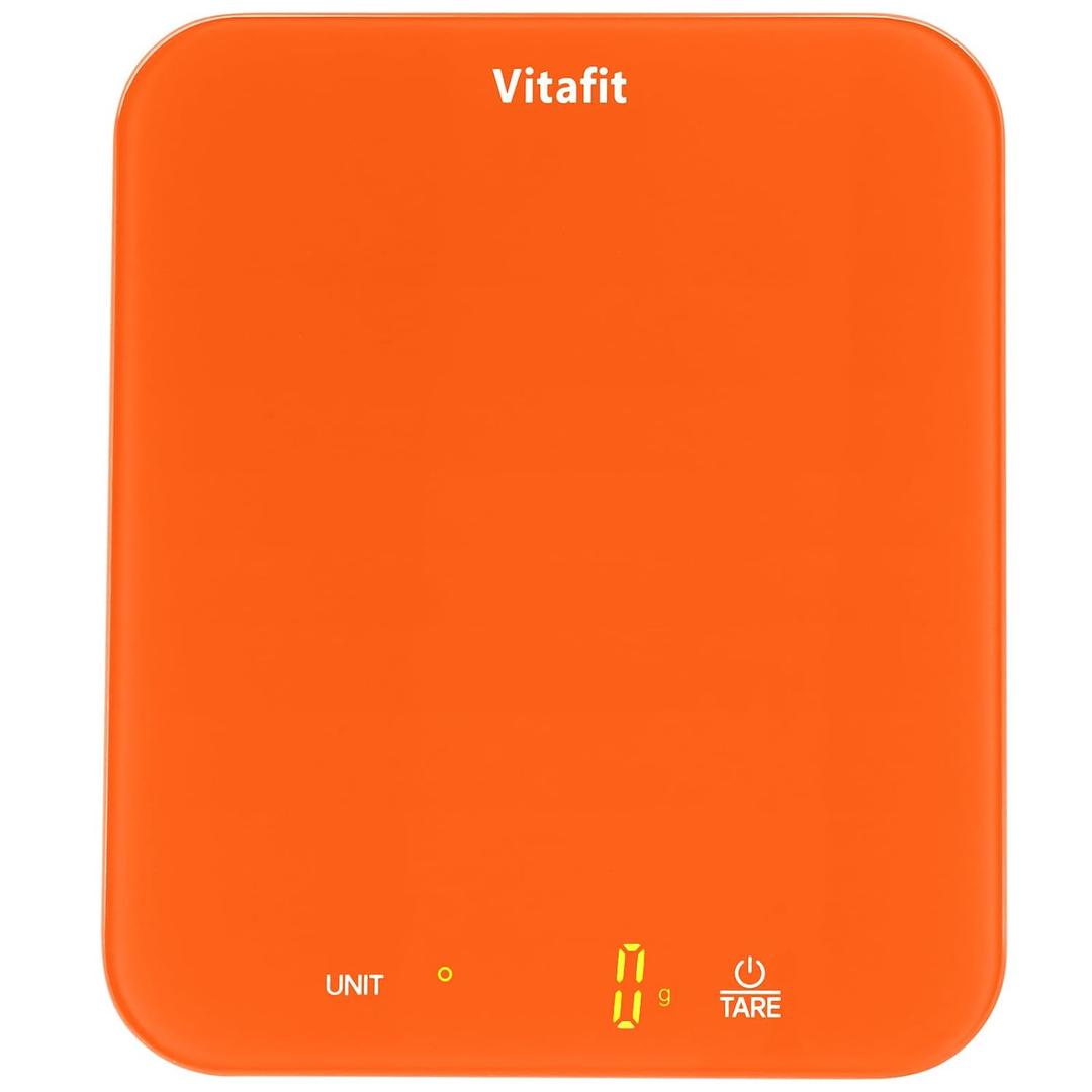 Vitafit 33lb/15kg Digital Food Scale in High Precision 0.1oz/1g, Our Own Kitchen Scale Professional Factory Since 2001, Kitchen Essentials for Cooking & Baking, LED, 3*AAA Battery, Refreshing Orange