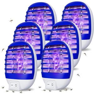 6 Pack Plug in Bug Zapper Indoor Flying Insect Trap, Electronic Mosquito Zapper Gnat Traps with LED Light for Patio, Bedroom, Kitchen, Office
