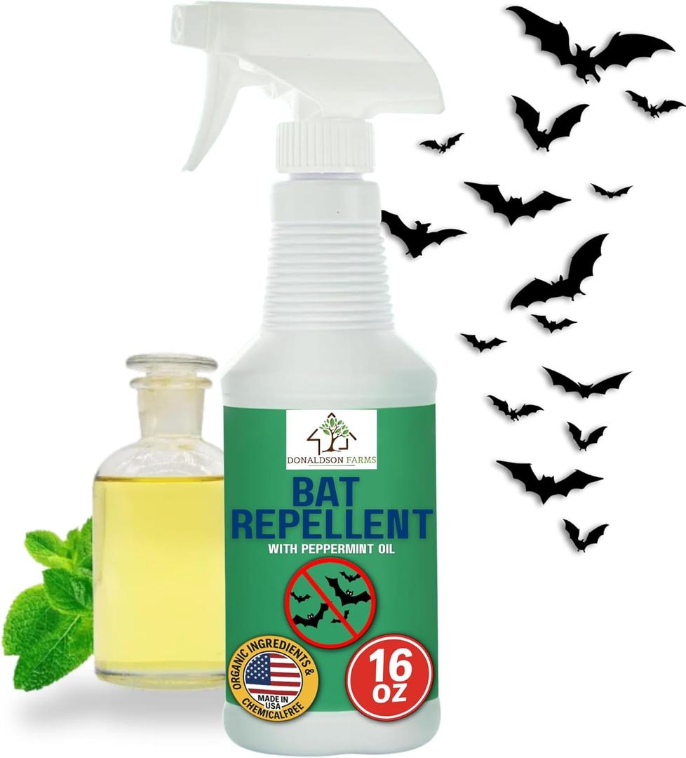 Donaldson Farms Bat Repellent Spray  Indoor and Outdoor Deterrent to Drive Bats Away from Nesting  Easy Application, Compatible with Any Outdoor Area  Suitable for Attic, Homes, and Barns  16oz