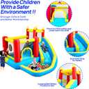 WELLFUNTIME Inflatable Bouncy Castle & Bounce House with Slide, Jumping Castle with Blower, Climbing Wall, Dartboard, Basketball Hoop and 50 Ball Pit Balls, 108x122x86 Inch