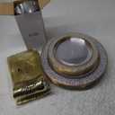 Ciaell 150PCS Clear Gold Plastic Plates - Disposable Gold Rim Plates include 25Dinner Plate, 25Dessert Plate, 25Forks, 25Knives, 25Spoons, 25Cups for Wedding & Party & Christmas & New Year