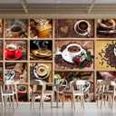Espresso Coffee Wall Mural Wallpaper for Bedroom 98" x 71"(W x H) (No.26)