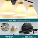 Bathroom Vanity Light Fixtures: 3 Lights Modern Bathroom Lighting Fixtures Over Mirror with Frosted Milky Glass Shade, Black and Gold Vanity Lighting Fixtures Wall Sconce for Bath Bedroom
