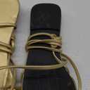 GORGLITTER Women's Summer Strappy Beach Sandals For Women 2025 Leather Lace Up Shoes (Metallic)