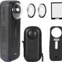 PellKing Camera Protective Accessories Kit for Insta360 X5, Insta 360 X5 Lens Guard/Silicone Protective Cover/Screen Protectors/Camera Case Bundle
