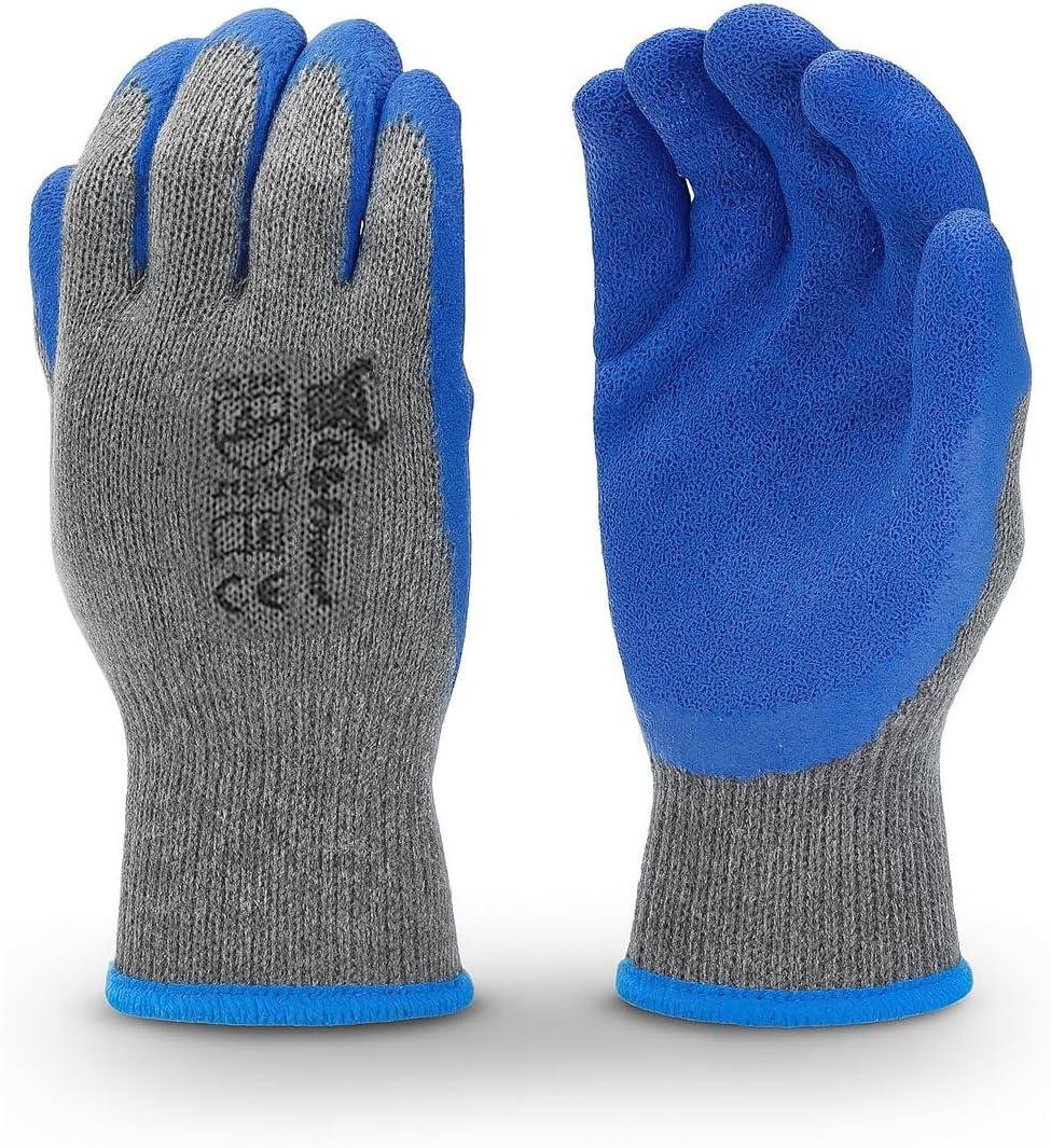 G & F Products Rubber Coated Work Gloves Dozen Pack, Double Layer for Construction, Gardening, Heavy Duty Use (Ocean Blue)