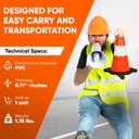 Pyle 12" PVC Traffic Cones, 12-PackSafety Cones for Parking, Construction & Roadwork, High-Visibility Orange, Durable, Stackable Design, Heavy-Duty Base for Stability in All Weather