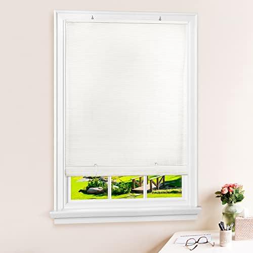 Cordless Solstice Vinyl Roll-Up Blind - 48 Inch Width, 72 Inch Length, Quarter Inch Vinyl Slats - White - Soft Light Filtering Horizontal Windows Blinds for Indoor & Ourdoor by Achim Home Decor