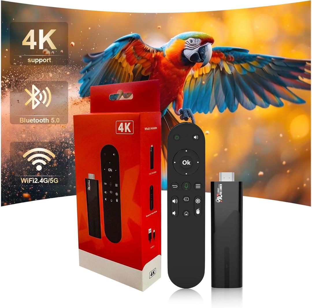 4K HDR Smart TV Stick, Ultra-Portable Android 13 Media Player, 2GB RAM 16GB ROM H313 Quad-Core, Dual-Band 5G WiFi & Voice Remote for Home Theaters and Smart TV Upgrades (Black-White2)
