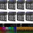 GOODFOEVER Solar Deck Lights, 8 Pack Fence Light with 2 Modes Lighting Warm White/RGB, Solar Outdoor Lights Waterproof for Wall, Fence, Patio, Stair, Landscape, Garden,Yard, Holiday Decor