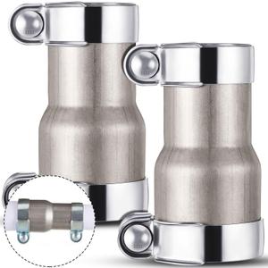 2 Pcs 2 to 2.5 Inch Exhaust Adapter Reducer Kit with Clamps, Stainless Steel, ID 2" to Od 2.5" Universal Exhaust Pipe Connector for Car, Truck, Suv