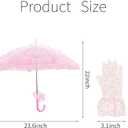 Mini Pink Lace Parasol Umbrella with Lace Gloves for Kids, Small Vintage Parasol for Wedding Tea Party Photo Props, 22in H