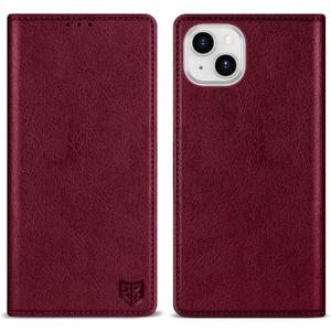 ZZXX for iPhone 14 Wallet Case with [RFID Blocking] Card Slot Stand Strong Magnetic Leather Flip Fold Protective Phone Case for iPhone 14 Case Wallet (Red-6.1 inch)