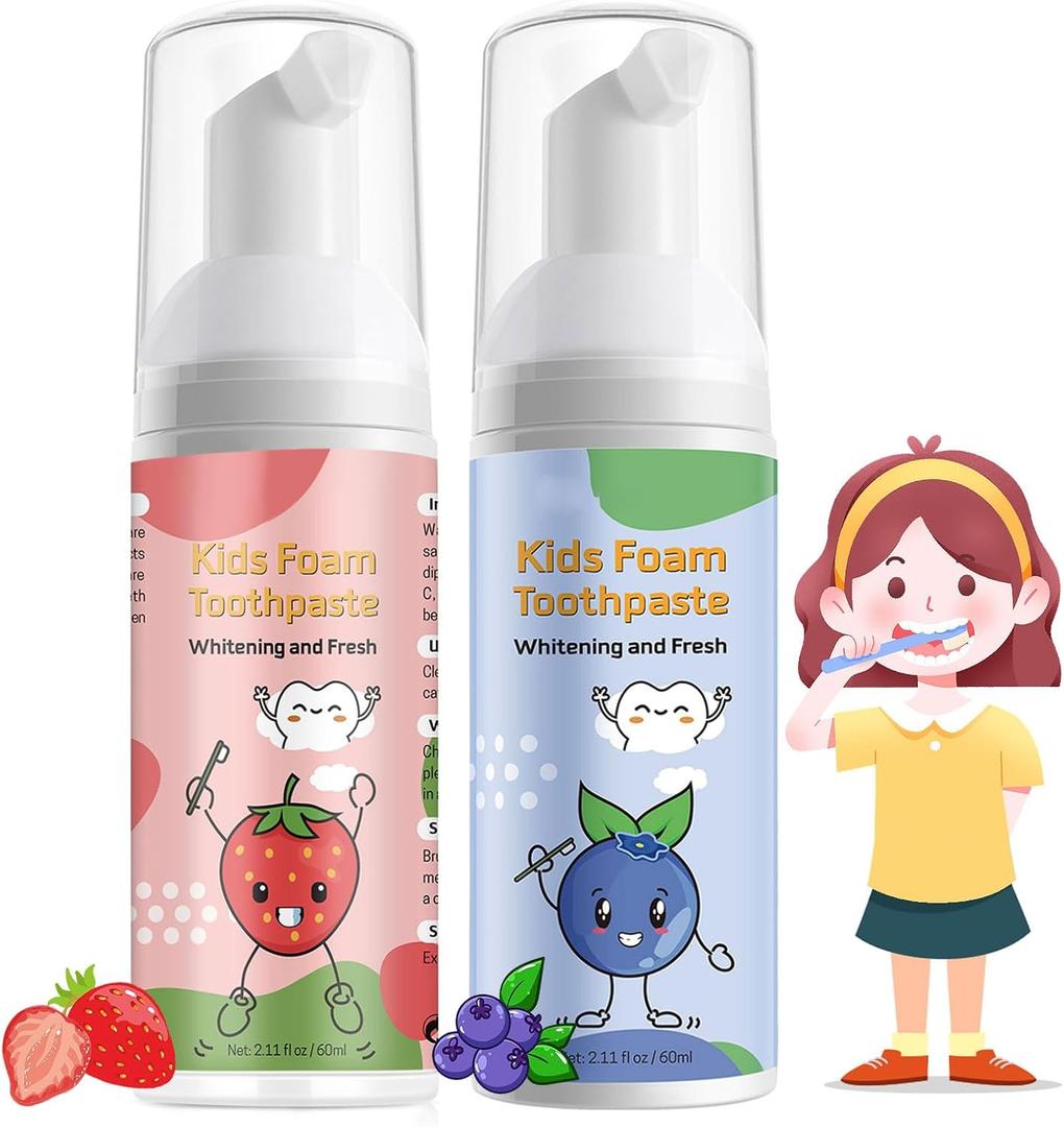 Foam Toothpaste Kids, Kids Mouthwash with Fruit Flavor - Toddler Toothpaste Age for Children,360Care Natural Anti-Cavity Formulas with Fluoride for Electric & U-Shape Toothbrushes