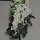 12Pcs Artificial Wisteria Flowers 3.6 Feet/Piece White Dense Artificial Fake Wisteria Vine Ratta Hanging Garland Silk Flowers String Home Party Wedding Decor(White-Dense)