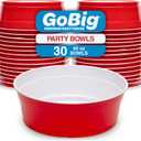 GoBig Red Party Cup Bowls - Large Disposable Plastic Bowls - 22 oz or 60 oz