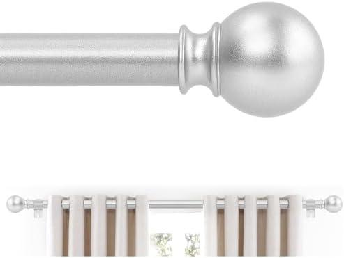 Silver Curtain Rods 28 to 48 Inches(2.3-4 Feet),5/8 inch Splicing Drapery Rods,Small Curtain Rods Set,Size: 18''-45'',Silver