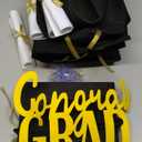 DecoPac Grad Cap with Tassels Cake Topper 24 Pack Elegant Graduation Hat Cake Decoration, Food Safe - Pack Of 24 (Black)