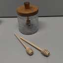 Loscarol Honey Jar with Dipper and Lid - Bohemian Vintage Glass Honey Pot with Wooden Honey Dippers Stick Set, Wide Mouth Honey Containers - Airtight Storage Syrup Dispenser Cute Decorative Jars (Sunflowers)