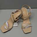 mysoft Women's Strappy Stiletto Heels Open Square Toe Ankle Strap Dress Shoes 3 Inch Kitten Heeled Sandals Size 7,5