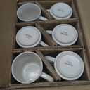 Coffee Mugs Set of 6, 17oz Ceramic Mugs with Handpainted Blue Gray Stripe Pattern, Modern Stackable Coffee Cups, Dishwasher and Microwave Safe Mugs for Home & Office