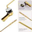 Hibbent Universal Metal Front Mount Toilet Handle Replacement Kit, Brass Toilet Flush Tank Lever with Stainless Steel Flapper Chains for Most Toilets, Brushed Gold Finish