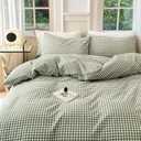 LifeTB Twin XL Comforter Set Green Gingham Comforter for Men Boys Geometric Plaid Comforter Set Grid Checkered Pattern Comforter with 2 Pillowcases Fluffy Soft Plaid Gingham Bedding Set Twin XL