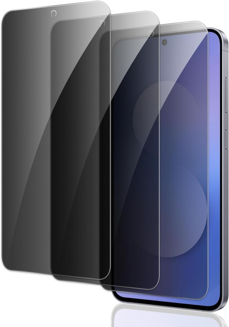 Privacy Screen Protector for Samsung Galaxy S25 FE, Shatterproof Tempered Glass Accessories, Anti Spy Tempered Glass Film, Case Friendly Ultra Resistant 9H Hardness Anti-Glare HD Black -3 Pack