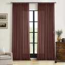Reddish Brown Linen Pinch Pleated Curtains 96 Inches Long for Living Room Pleated Drapes Back Tab Thick Linen Textured Boho Farmhouse Country Maroon Rust Brown 96 Inch Curtain for Dining Bedroom