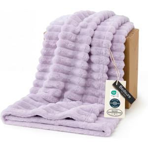 Bedsure GentleSoft Lavender Fog Fleece Blanket for Couch - Cozy Soft Blankets for Women, Cute Small Throws for Girls, 50x60 Inches