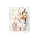 Clear Display Case for LABUBU Plush Dolls and Collectible Toys - 360° Rotating Plastic Dust-Proof Storage Box with Cover, Protective Showcase, No Doll (2-Tier, Cream Yellow)