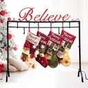 Metal Believe Christmas Stocking Holder Stand with 8 Hooks,Heavy Duty Freestanding Christmas Stocking Holder Stand for FloorDeluxe Christmas Stocking Stand-Easy Assembly and Stand for Home