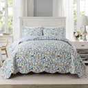 Travan 3-Piece Quilt Set Quilted Bedspread Lightweight Coverlet Set Garden Style Floral Printed Oversized Quilted Bedding Set for All Season, Secret Garden, King Size