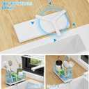 Cisily Sponge Holder for Kitchen Sink, Sink Caddy Organizer with High Brush Holder, Kitchen Countertop Organizers and Storage Essentials, Rustproof 304 Stainless Steel (Blue, 9.25)