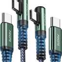 AINOPE Right Angle USB C to USB C Cable 17 3.3FT 60W 2 Pack USBC to USBC for iPhone 16 Pro Max Car Charger Cord Fast Charging Compatible with iPhone 16 15 Samsung A17 iPad Pro Android Phone Accesories (Grey)