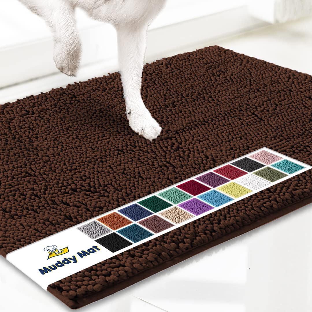 Muddy Mat Shown on TV  Super Absorbent Microfiber Dog Door Mat for Muddy Paws, Non-Slip Washable Pet Rug, Quick Dry Chenille Entryway Carpet, Machine Washable Indoor Outdoor mat, Brown 35"x24" (24" x 35", Chocolate Brown)