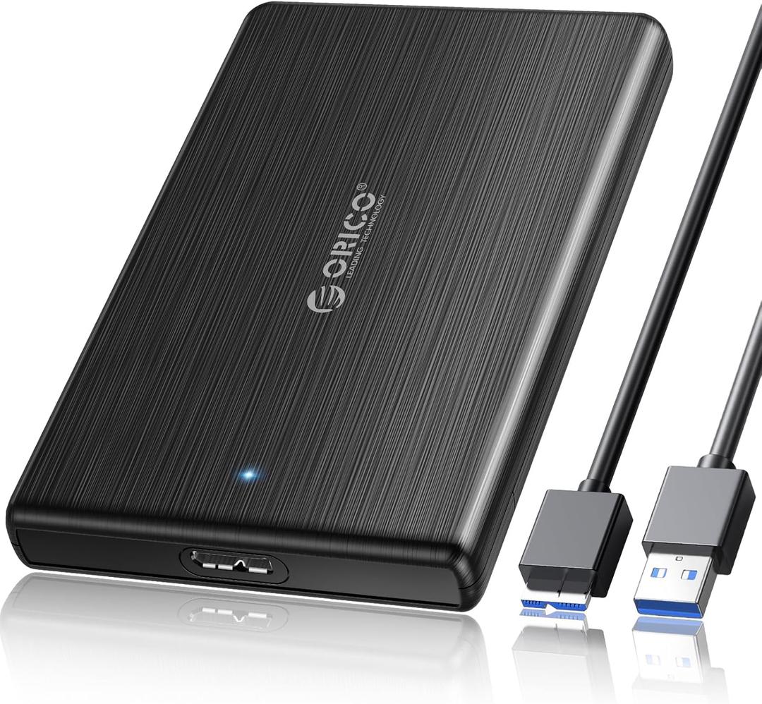 ORICO USB 3.0 to SATA III 2.5" External Hard Drive Enclosure for 2.5 Inch 7mm-9.5mm SATA HDD/SSD Tool Free [UASP Supported],Black(2189U3)