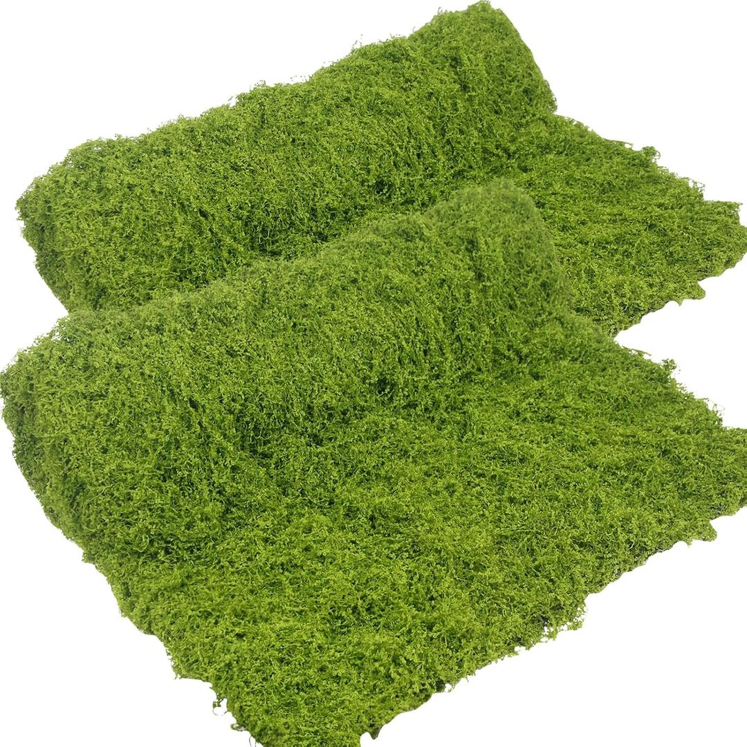 FAICOIA 2 Pcs Fake Moss Rug 39" x 39" Mossy Table Runner Green Artificial Moss Mat for Crafts Decorating Faux Moss Grass for Plants Indoor Planters Fairy Garden DIY Centerpieces Wedding 100 x 100cm