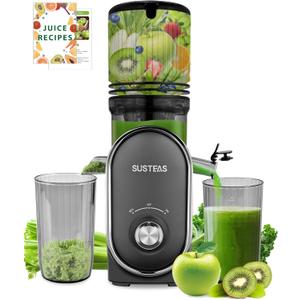 SUSTEAS Cold Press Juicer Machines, 5.3" Feed Chute(50oz Capacity), 300W Slow Masticating Juice Extractor for Whole Fruits and Vegetables, Automatic Feed, High Juice Yield,Easy to Clean, Silver gray