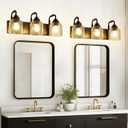WJShome 3-Light Black Bathroom Vanity Light, Modern Vanity Lighting Fixture for Bathroom, Coastal Vanity Lights with Crystal Glass Shade, for Mirror Bedroom Hallway