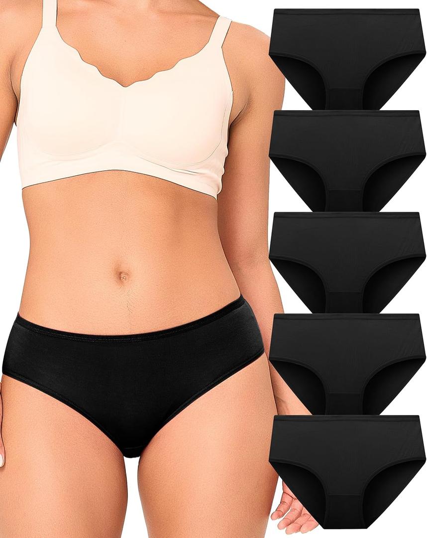 BAMBOO COOL Women's Underwear Breathable Moisture-Wicking Briefs Hipster Ladies Panties, 5-Pack (XL)